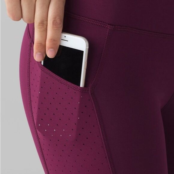 Lululemon Mind Over Miles Crop 17” Marvel Maroon Leggings Pockets Womens Size 6 - Picture 4 of 11
